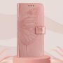 Perhoskuvio ja ruusukullan sävy tuovat Realme 16 5G lompakkokoteloon elegantin ilmeen.