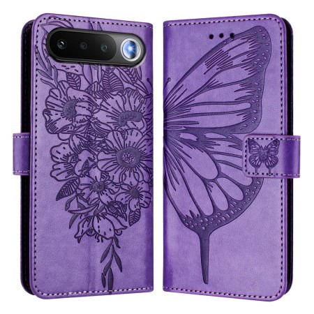 Magneettisuljenta pitää Realme 16 5G violetti perhoskuvioisen lompakkokotelon napakasti kiinni.