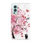 OnePlus Nord 2 suojakotelon etukannessa on koristeellinen kissa ja kukkakuosi.