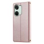 OnePlus Nord 3 5G lompakkokotelossa on magneettikiinnitys ja tyylikäs ruusukultainen pinta.
