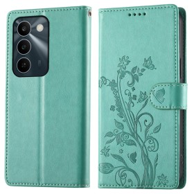 Realme C100 5G lompakkokotelon perhoskuvio tuo etukanteen koristeellisen ilmeen.