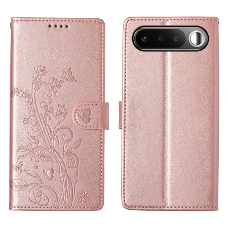 Realme 16 5G ruusukulta perhoskuvioinen lompakkokotelo.