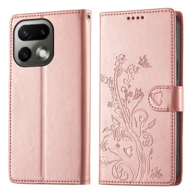Realme 16 Pro 5G lompakkokotelossa perhoskoristeet tuovat pintaan näyttävän yksityiskohdan.