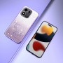 Honor 600 Smart 5G suojakuoren violetti glitterpinta antaa puhelimelle säihkyvän ilmeen.
