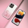 Ruusukultainen glitterpinta ja kukkakoriste tekevät Honor 600 Smart 5G suojakuoresta näyttävän.