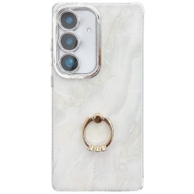 Samsung Galaxy A35 5G suojakuoren sormuspidike helpottaa puhelimen käyttöä yhdellä kädellä.