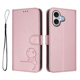 Rannelenkki helpottaa iPhone 17 ruusukulta panda suojakotelon kantamista mukana.