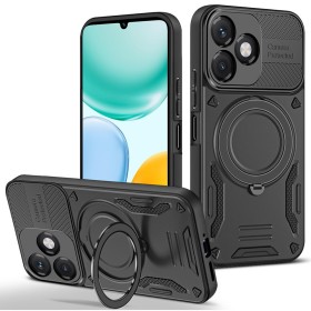 Honor X5c Plus suojakuoren rengas taittuu vaakasuuntaiseksi jalustaksi videoiden katselua varten.