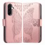 Perhoskuvio ja ruusukullan sävy tuovat Samsung Galaxy A27 lompakkokoteloon elegantin ilmeen.