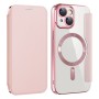 iPhone 15 lompakkokotelo taittuu vaakatasoon käteväksi jalustaksi.