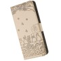 Beige kissakuvioinen Samsung Galaxy A27 suojakotelo suojaa puhelinta arjen kolhuilta.