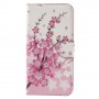 Huawei Y5 vaaleanpunaiset kukat puhelinlompakko