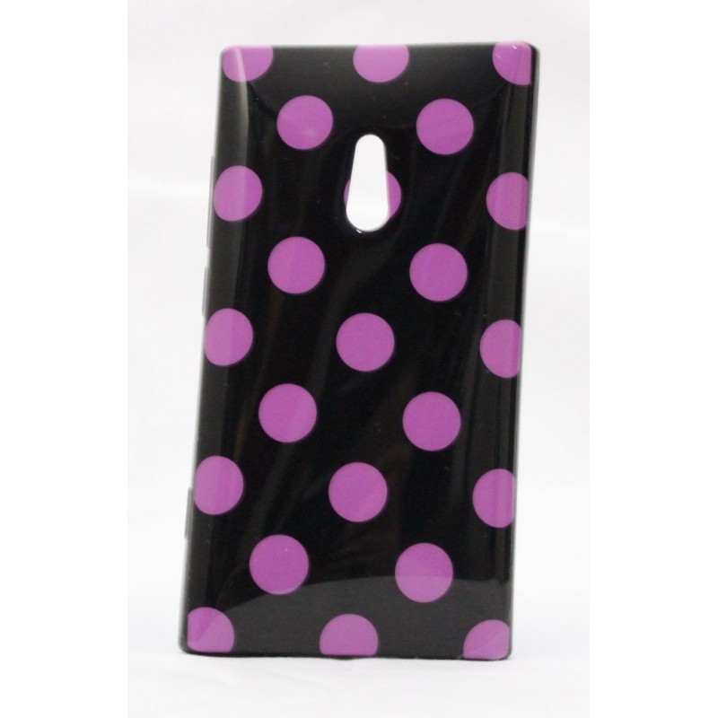 Lumia 800 polka dot suojakuori musta tausta violetteja täpliä. Lumia 800 polka dot suojakuori musta tausta violetteja täpliä.