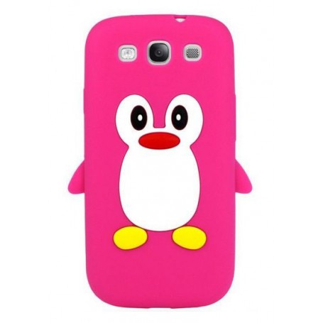 Galaxy S3 hot pink pingviini silikonisuojus.