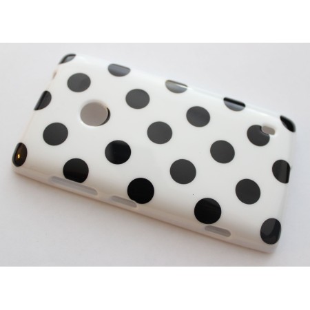 Lumia 520 valkoinen polka dot suojakuori. – istuu täydellisesti puhelimen muotoihin
