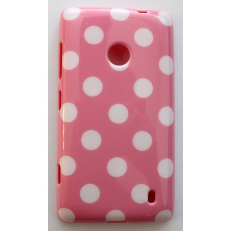 Lumia 520 vaaleanpunainen polka dot suojakuori.