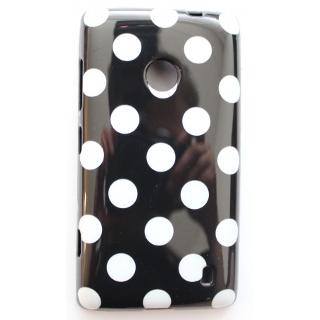 Lumia 520 musta polka dot suojakuori.